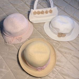 Young girls hats and matching purse
